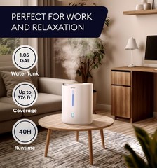 GENIANI Ultrasonic Cool Mist Humidifier for Bedroom, Large Rooms, 4L, White