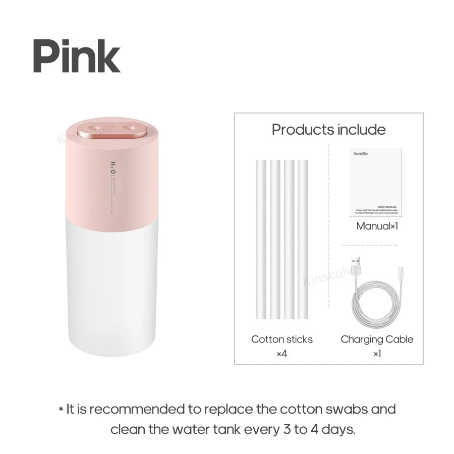 Ultrasonic Air Humidifier 300ml 2000mAh Battery USB Sprayer Diffuser R