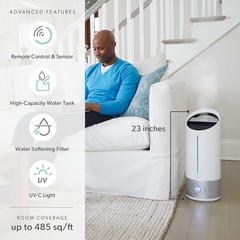 TruSens Clean Mist Ultrasonic 8L Humidifier With UV-C Light, Humidity Sensor