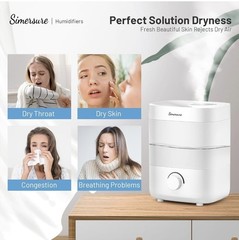 SimerSure Top Fill Humidifier, 2L Water Tank for Bedroom, 28H Long Lasting…