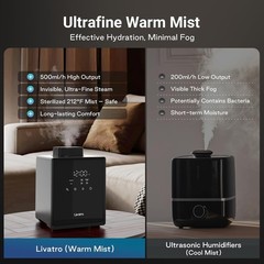 3L Stainless Steel Warm Mist Humidifier with Easy Clean and Warm Steam Function