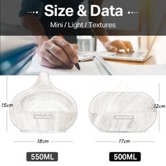 Aromatherapy Essential Oil Diffuser Wood Grain Remote Control Ultrasonic Air Hum
