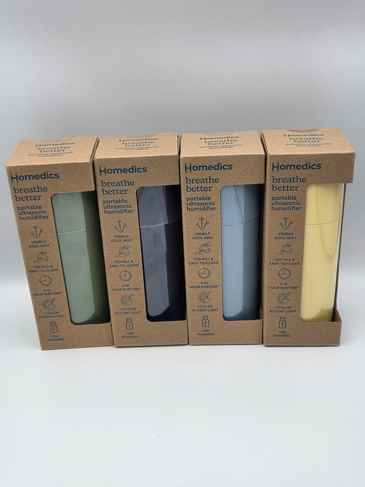 HoMedics Breathe Better Portable Ultrasonic Humidifier- Select your color