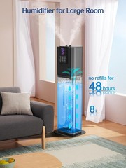 8L Smart Humidifiers for Bedroom Large Room, 2.1Gal Cool Mist Top Fill Diffus…