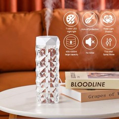USB Desktop Crystal Humidifier 400ml with 7 Colors LED Night Light, No Noise …