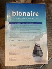 Bionaire Ultrasonic Cool Mist Tabletop Humidifier, Quiet, Portable, White/Gray