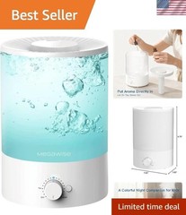 Ultra Quiet 3.5L Humidifier with 7-Color Night Light & No-Leak Design for Kids