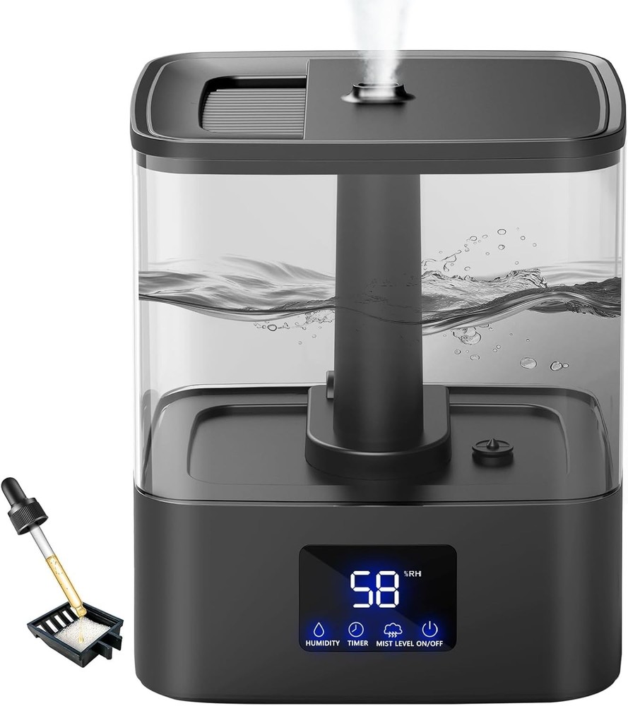 Top Fill Humidifiers for Bedroom & 60H Runtime Cool Mist Humidifier 3 Mist Level