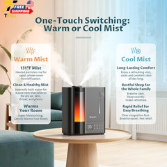 8L Humidifiers for Bedroom, Warm & Cool Mist for Large Room Home Top Fill Ultra