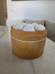 Dumpling Basket Theme Humidifier Brown/White USB + 4 Wicks