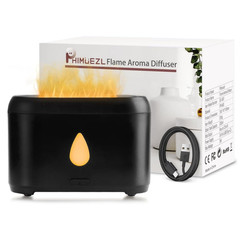 Flame Essential Oil Diffuser 200ml USB Ultrasonic Cool Mist Humidifier Black