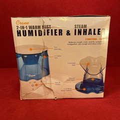 Crane 2-in-1 Warm Mist Humidifier & Steam Inhaler 0.5gal EE-5202 Blue & White