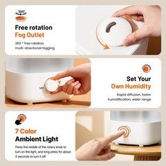 Humidifiers for Bedroom 2L Tank for 15H 20dB Quiet Mist Time 7 Color Light 36…