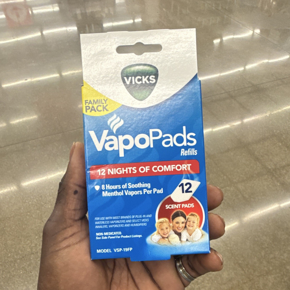 Vicks VapoPads Refill Pads Family Pack 12 Menthol Vapors Model VSP19FP