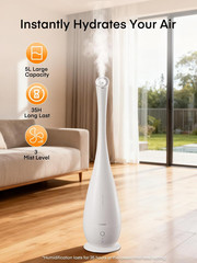 5L Large Room Humidifier, 48H Cool Mist, Quiet, 3 Speeds, Aroma Box