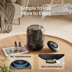 DREO 3L Humidifiers for Bedroom, 30H Runtime, 26 dB Quiet, Black