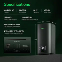 1.32 Gal. Aerostream H05 Intelligent Wi-Fi Humidifier with Temp/Humidity Probe,