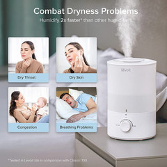 LEVOIT Humidifiers for Bedroom, Quiet, 3L Cool Mist, Essential Oil Diffuser | To
