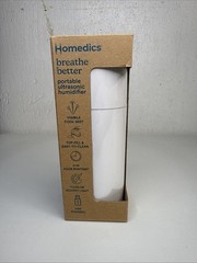 NIB HoMedics Breathe Better Portable Ultrasonic Humidifier In White