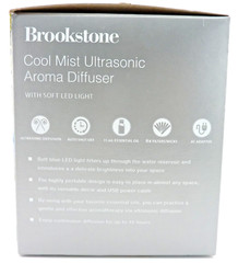 Brookstone Cool Mist Ultrasonic Aroma Diffuser w/ Essential Oil & Soft Blue LED