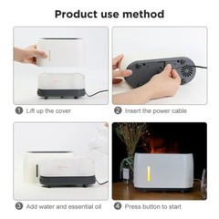 AUSHA Flame Aroma Diffuser Humidifier 240ml Remote 7 Color Light Auto-Off Quiet
