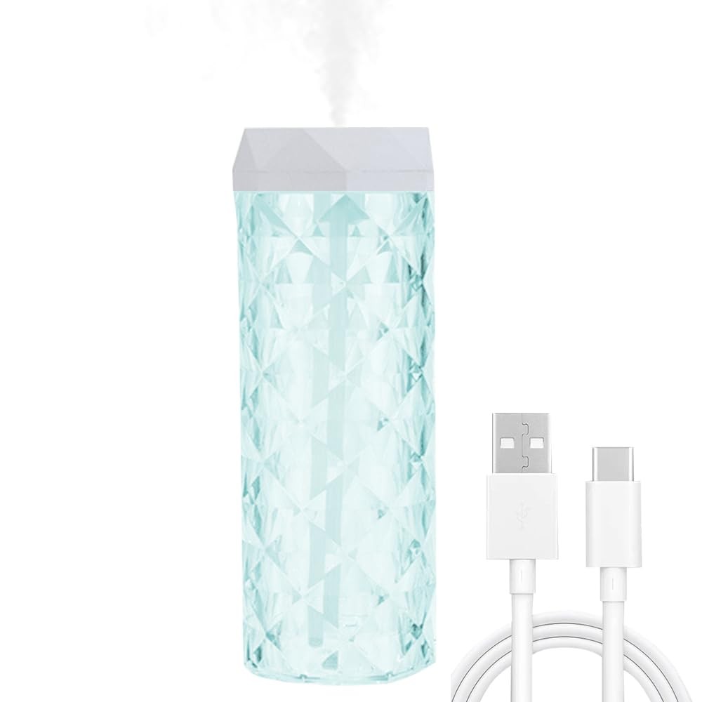 USB Desktop Crystal Humidifier 400ml with 7 Colors LED Night Light, No Noise …