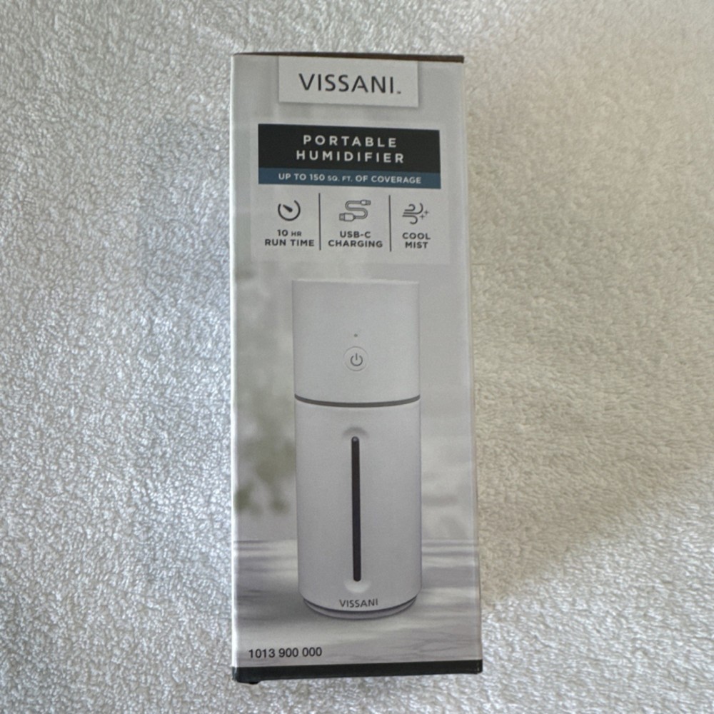 Vissani Portable Cool Mist Humidifier USB-C Night Light Antimicrobial 150 sq ft