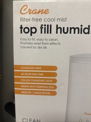 Crane Ultrasonic Cool Mist Console Humidifier, 1.2-Gallon, for Rooms 500 Sq. Ft.
