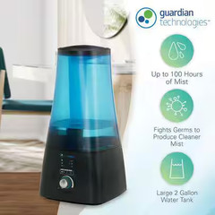 2 Gal. Ultrasonic Warm and Cool Mist Humidifier, Rooms up to 380 Sq. Ft., Blue/W