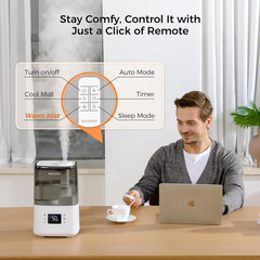 4.5L Warm and Cool Mist Ultrasonic Humidifier for Bedroom Large Room, Top Fill E
