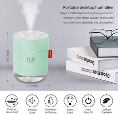 Green Portable Mini Humidifier – 500ml Cool Mist for Baby & Office Spaces