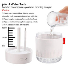 500Ml Ultrasonic Cool Mist USB Personal Desktop Humidifier W/ Auto Shut-Off, 2 M