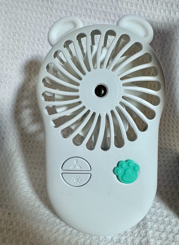 Mini Handheld Humidifier Fan F1, Nano Spray, 3 Speeds, Night Light, USB, White