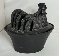 VTG Cast Iron Rooster Humidifier Steamer Roaster Coal/Wood Stove Chicken 1 Quart