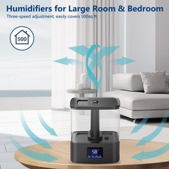 Top Fill Humidifier 60H Runtime Cool Mist with Essential Oil Tray Black Large 4L
