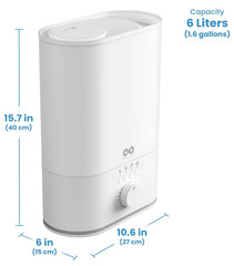 Everlasting Comfort 6L Humidifier for Bedroom, Quiet 60HR Runtime No-Filter