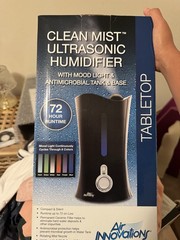 Air Innovations Clean Mist Ultrasonic Tabletop Humidifier Mood Light Black 72hr
