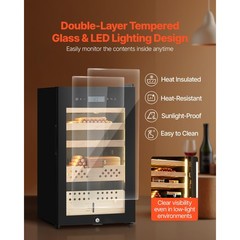 70L 400 Count Electric Cigar Humidor Cabinet with Compressor Cooling, Humidity &