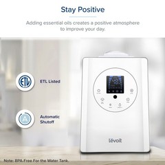 Large Room Ultrasonic Humidifier 6L Warm & Cool Mist, Essential Oil Diffuser, Qu