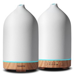Gooamp Ceramic Essential Oil Diffuser for Home (Set of 2) Air 2 Pack, Wood