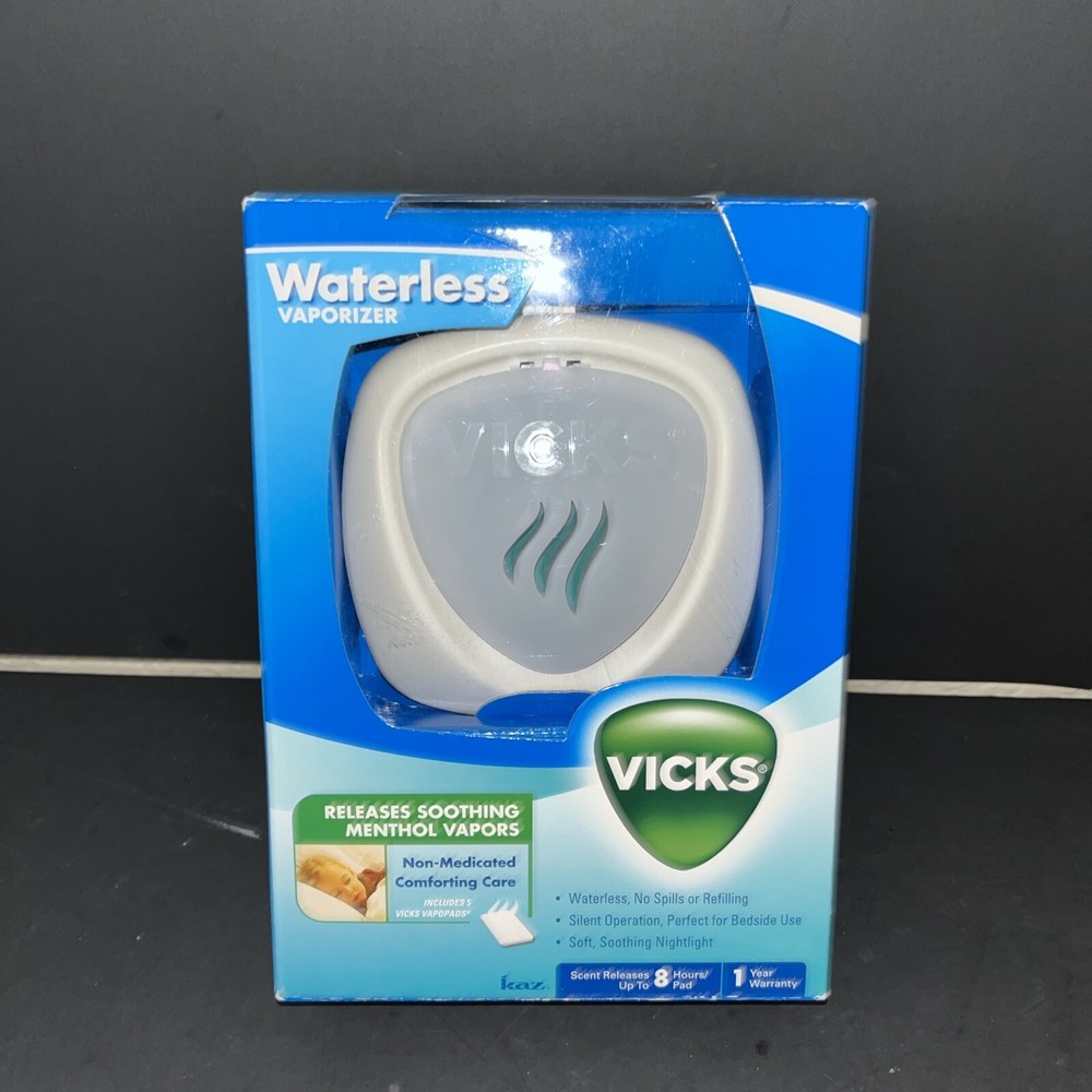 Vicks Waterless Tabletop Menthol Vaporizer + 5 Replacement Scent Pads Nightlight