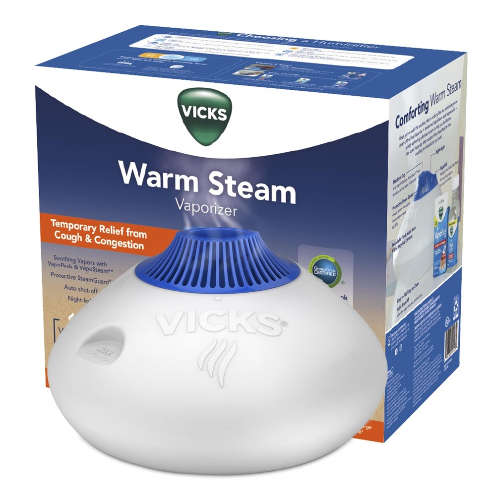 Vicks Warm Steam Vaporizer Humidifier with Night Light 192 Fl Oz Pack of 1