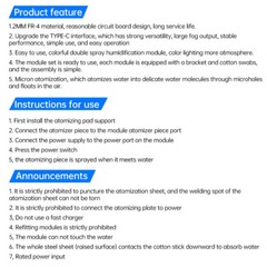 DC5V Colorful Dual Spray Humidifier Module DIY Ultrasonic Atomizing Maker Type-C