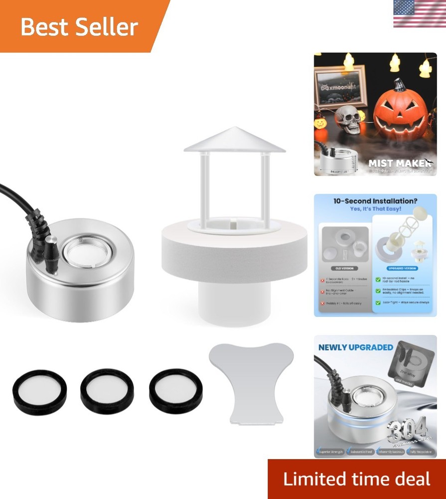 Complete Kit: 350ml/h Ultrasonic Mist Maker with 3 Replacement Discs for Ponds