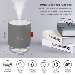 Portable Mini Cool Mist Humidifier 500ml USB Personal Desktop Humidifier Baby