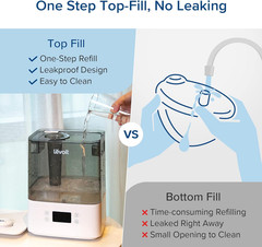 Levoit Humidifiers for Bedroom Large Room, 6L, 60H Runtime, 26Db, Smart App | To