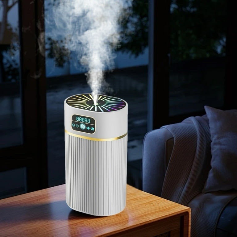White Ultrasonic Table Top Humidifier with LED Lights, Digital Display, Timer