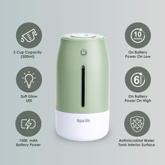 Aqua Glo Personal, Portable Humidifiers for Bedroom – Ultrasonic Cool Mist Hu…