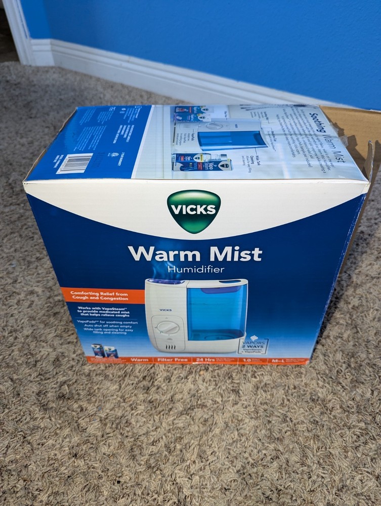 Vicks Warm Mist Humidifier Med ~ Large Room Filter Free 1 Gallon New S9