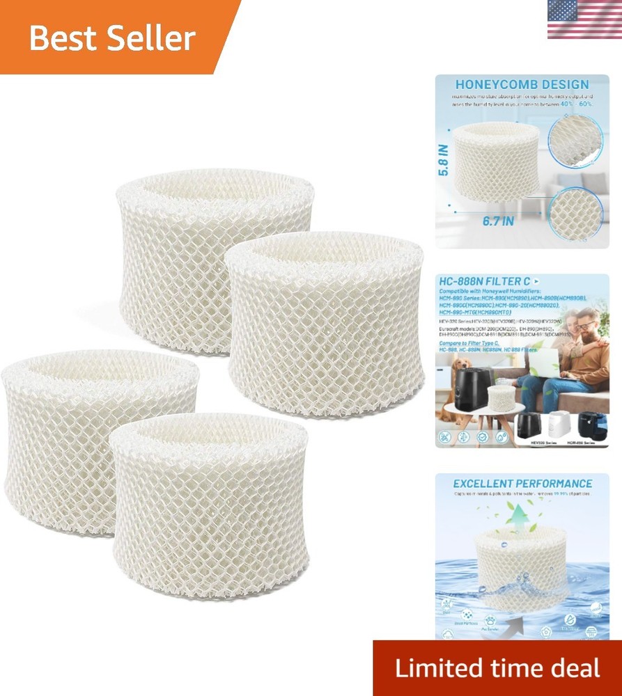 4 Pack Humidifier Wicking Filters – Compatible with Honeywell & Duracraft Models